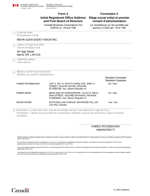Registered Office and Directors (1)